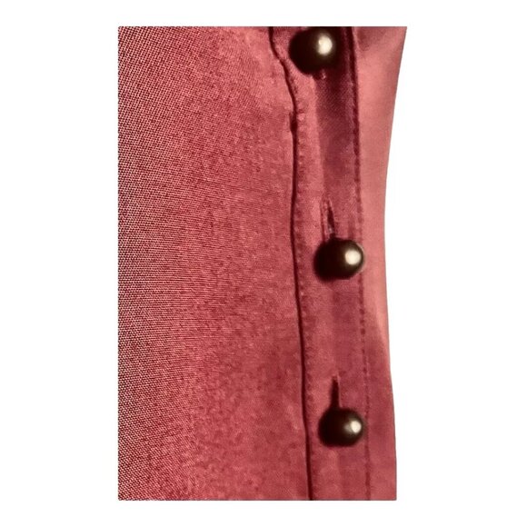 NEW Soft Surroundings Top Petite XL Burgundy Roll Tab Button Front Rayon Pleated - Picture 5 of 7